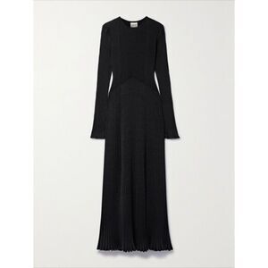 khaite the leibel long-sleeve dress KHAITE Leibel Silk-crepe Maxi Dress in Blue